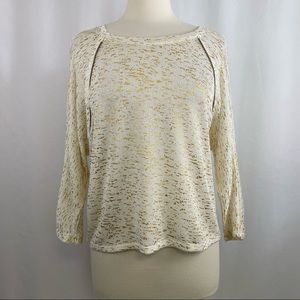 Bongo Juniors White Sweater Gold Speckled Dolman Sleeve